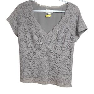 Talbots Petite, Vintage,  Lacy,  Light Grey, Lined Formal Wear Top